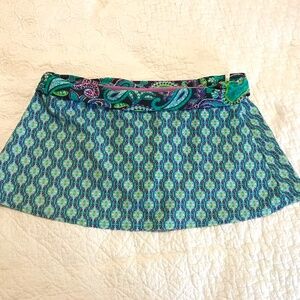 Athleta mini skort, pretty pattern in blues, greens & purples (M)